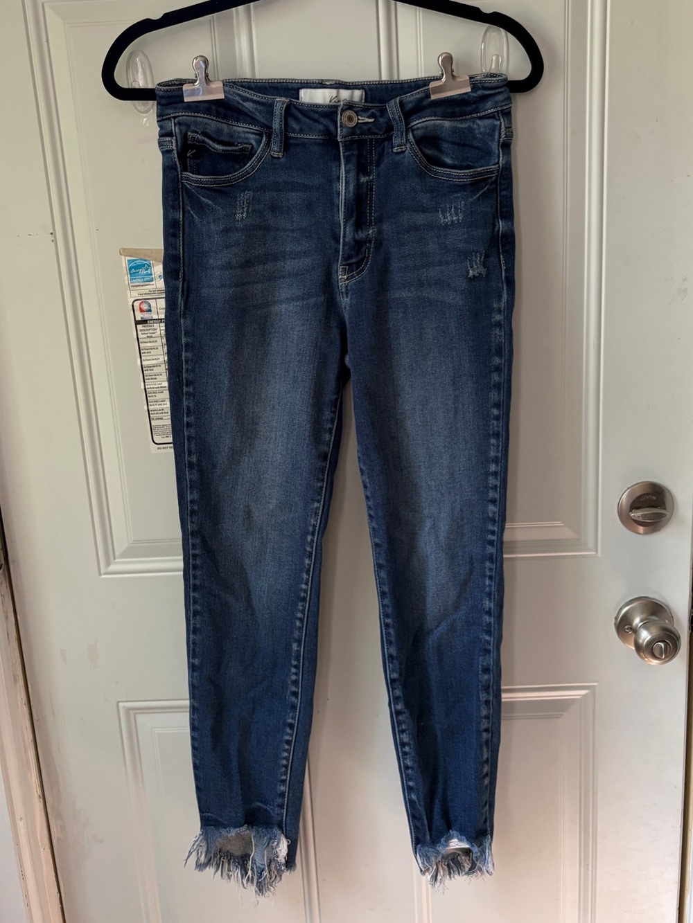 Kancan High Rise Asymmetrical Frayed Hem Skinny Jeans 👖